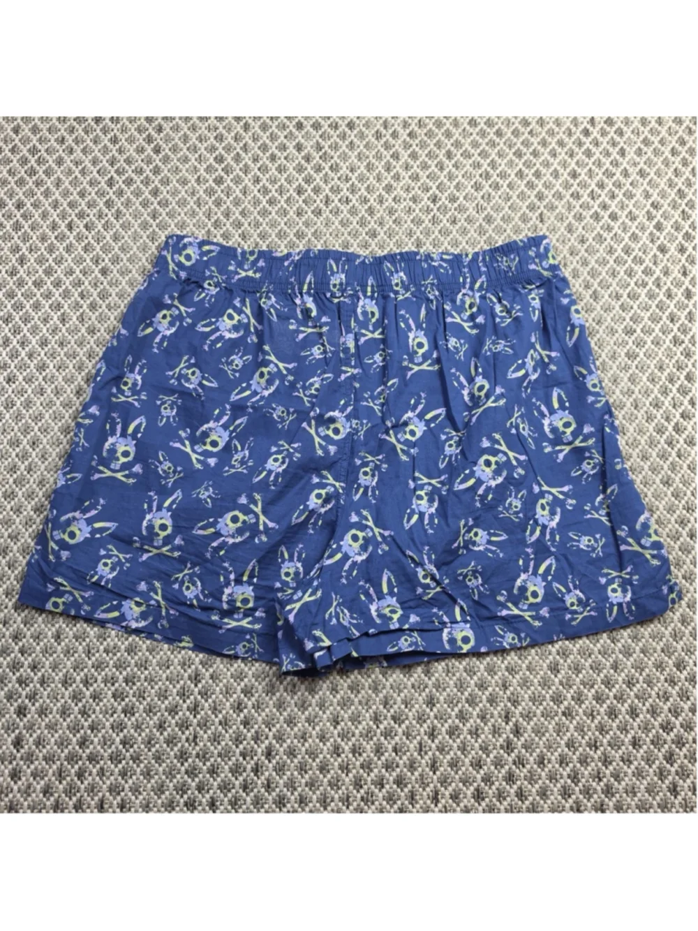 Psycho Bunny Robert Godley Mens XL Boxer Shorts Skull Print 100% Cotton Blue